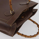 GUCCI Bamboo Hand Bag Leather Brown Gold 002 1186 0260 Auth 171636-7