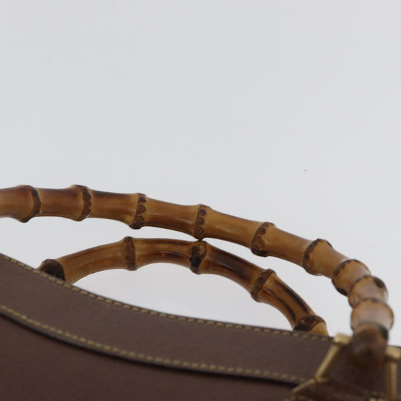 GUCCI Bamboo Hand Bag Leather Brown Gold 002 1186 0260 Auth 171636