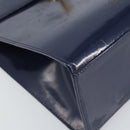 CELINE Hand Bag Leather Navy Gold Auth 171637-11