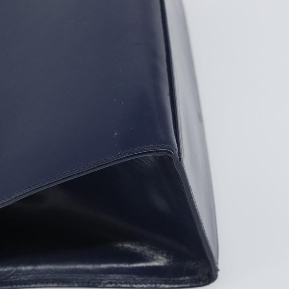 CELINE Hand Bag Leather Navy Gold Auth 171637