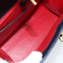 CELINE Hand Bag Leather Navy Gold Auth 171637-17