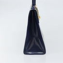 CELINE Hand Bag Leather Navy Gold Auth 171637-4