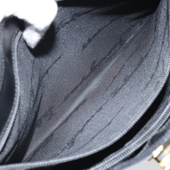 Salvatore Ferragamo Gancini Schultertasche Lackleder Gold Schwarz Auth 171642