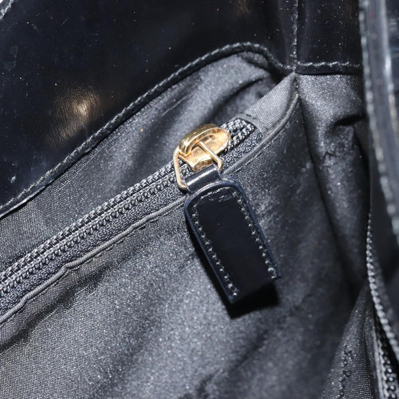 Salvatore Ferragamo Gancini Schultertasche Lackleder Gold Schwarz Auth 171642