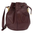 CARTIER Must Line Purse Shoulder Bag Leather Bordeaux Gold Auth 171643-1
