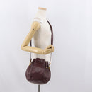 CARTIER Must Line Purse Shoulder Bag Leather Bordeaux Gold Auth 171643-21