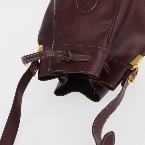 CARTIER Must Line Purse Shoulder Bag Leather Bordeaux Gold Auth 171643