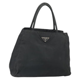 PRADA Hand Bag Nylon Black Silver Auth 171646