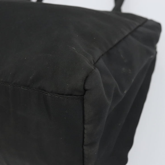 PRADA Hand Bag Nylon Black Silver Auth 171646