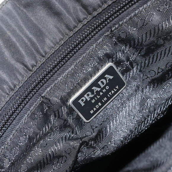 PRADA Hand Bag Nylon Black Silver Auth 171646