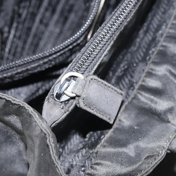 PRADA Hand Bag Nylon Black Silver Auth 171646