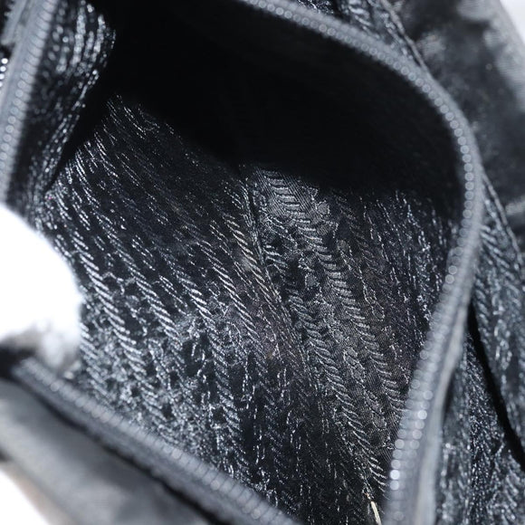 PRADA Hand Bag Nylon Black Silver Auth 171646