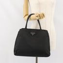 PRADA Hand Bag Nylon Black Silver Auth 171646-26