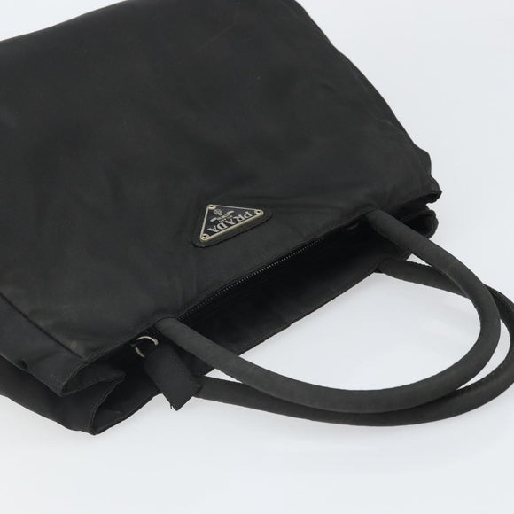 PRADA Hand Bag Nylon Black Silver Auth 171646