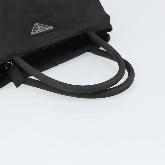 PRADA Hand Bag Nylon Black Silver Auth 171646