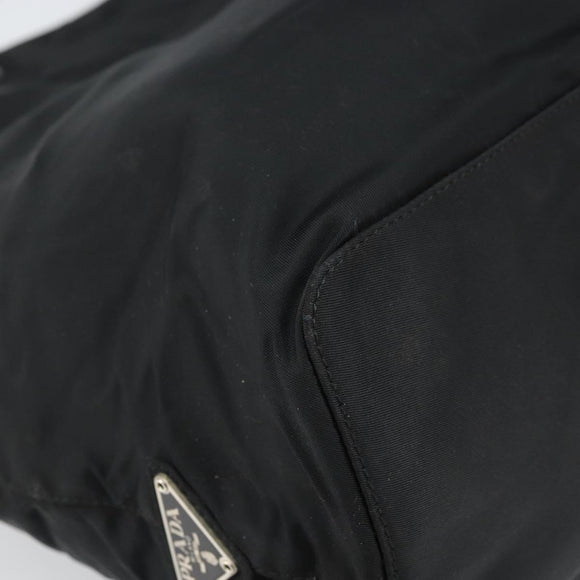 PRADA Hand Bag Nylon Black Silver Auth 171648