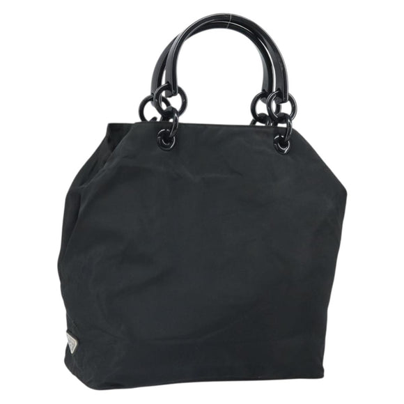 PRADA Hand Bag Nylon Black Silver Auth 171648