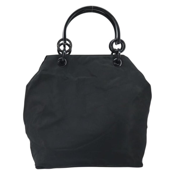 PRADA Hand Bag Nylon Black Silver Auth 171648