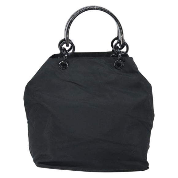 PRADA Hand Bag Nylon Black Silver Auth 171648