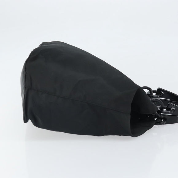 PRADA Hand Bag Nylon Black Silver Auth 171648