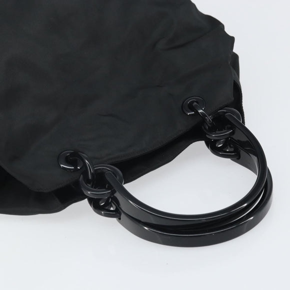 PRADA Hand Bag Nylon Black Silver Auth 171648