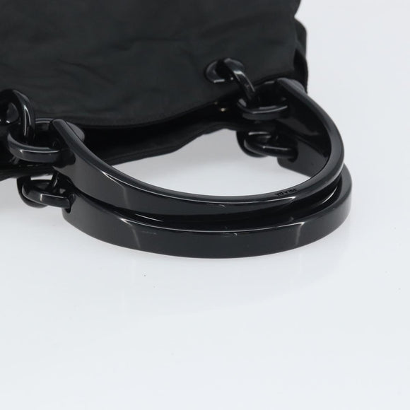 PRADA Hand Bag Nylon Black Silver Auth 171648
