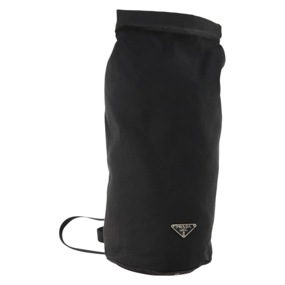 PRADA Umhängetasche Nylon Schwarz Silber Auth 171649