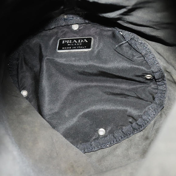 PRADA Umhängetasche Nylon Schwarz Silber Auth 171649