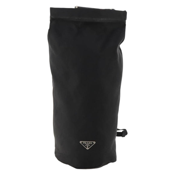 PRADA Umhängetasche Nylon Schwarz Silber Auth 171649