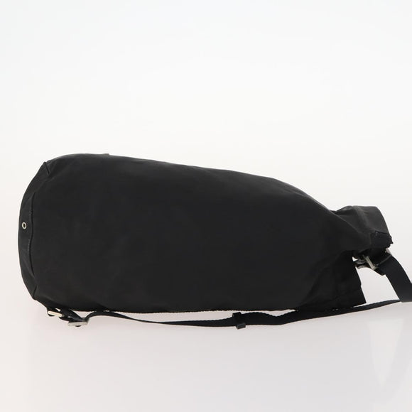 PRADA Umhängetasche Nylon Schwarz Silber Auth 171649