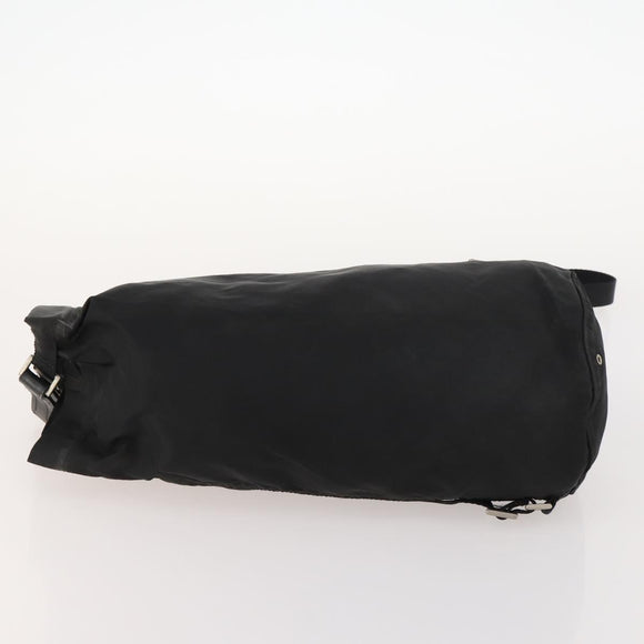 PRADA Umhängetasche Nylon Schwarz Silber Auth 171649