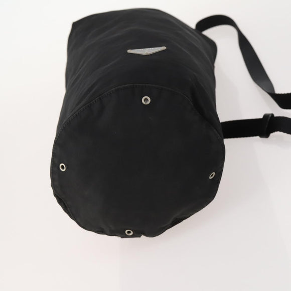 PRADA Umhängetasche Nylon Schwarz Silber Auth 171649