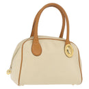 Christian Dior Hand Bag Leather Ivory Gold Auth 171650-1