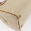 Christian Dior Hand Bag Leather Ivory Gold Auth 171650-15