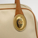 Christian Dior Hand Bag Leather Ivory Gold Auth 171650-10
