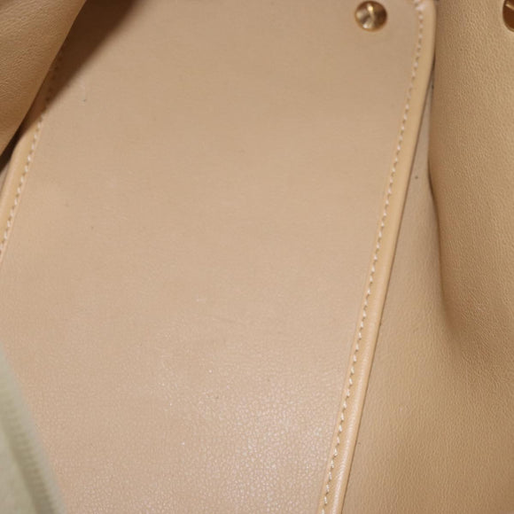 Christian Dior Hand Bag Leather Ivory Gold Auth 171650