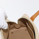Christian Dior Hand Bag Leather Ivory Gold Auth 171650-19