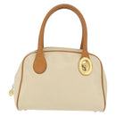 Christian Dior Hand Bag Leather Ivory Gold Auth 171650-13