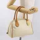 Christian Dior Hand Bag Leather Ivory Gold Auth 171650-22