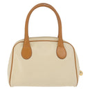 Christian Dior Hand Bag Leather Ivory Gold Auth 171650-2