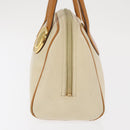 Christian Dior Hand Bag Leather Ivory Gold Auth 171650-3