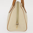 Christian Dior Hand Bag Leather Ivory Gold Auth 171650-4