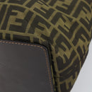 FENDI Zucca Canvas Hand Bag Black Brown Auth 171652-9