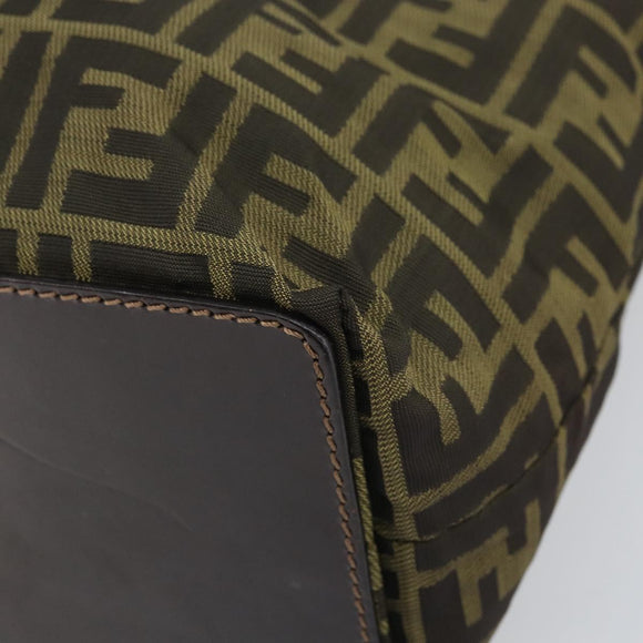 FENDI Zucca Canvas Hand Bag Black Brown Auth 171652