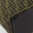 FENDI Zucca Canvas Hand Bag Black Brown Auth 171652-14