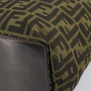 FENDI Zucca Canvas Hand Bag Black Brown Auth 171652-15