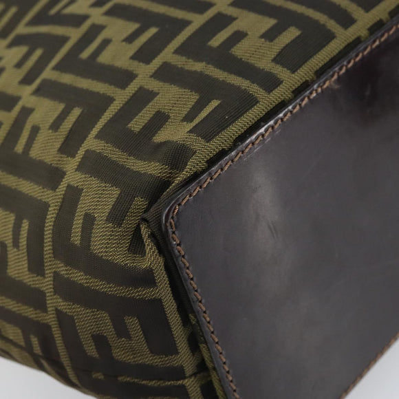 FENDI Zucca Canvas Hand Bag Black Brown Auth 171652