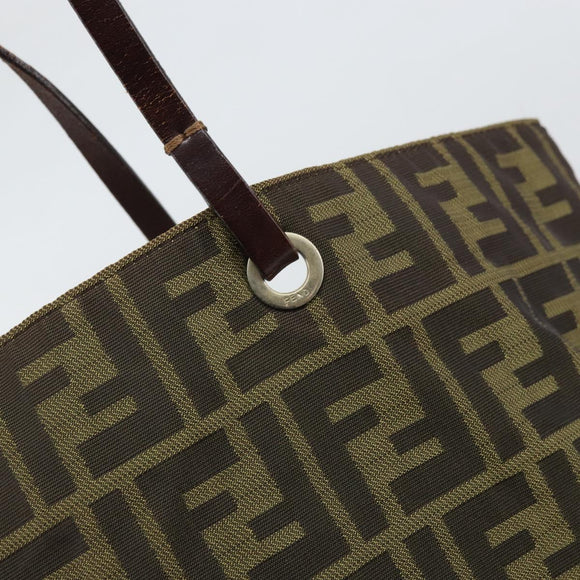 FENDI Zucca Canvas Hand Bag Black Brown Auth 171652