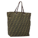 FENDI Zucca Canvas Hand Bag Black Brown Auth 171652-1