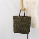 FENDI Zucca Canvas Hand Bag Black Brown Auth 171652-20